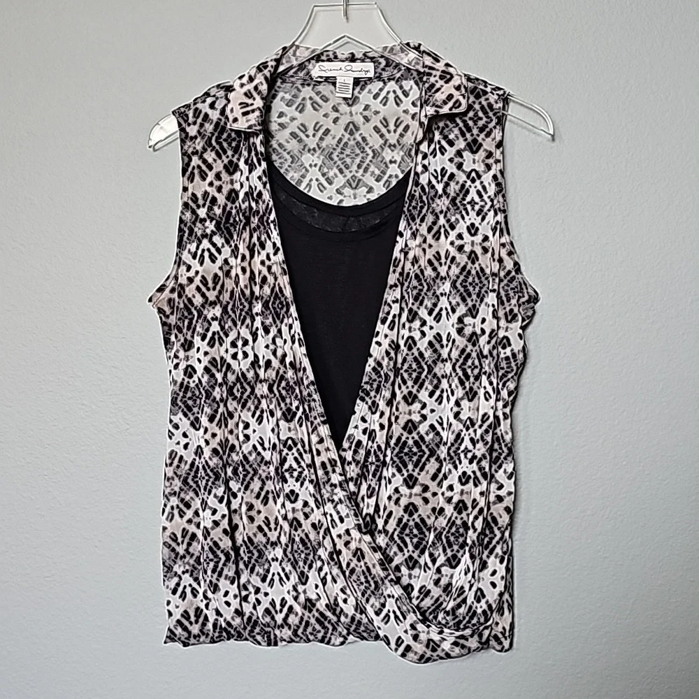French Laundry 90's Boho Large Layered Surplice Sleeveless Top